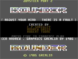 Title screen of Bounder on the Commodore 64.