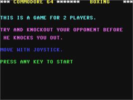 Title screen of Boxing (Guild Publishing) on the Commodore 64.