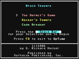 Title screen of Brain Teasers on the Commodore 64.