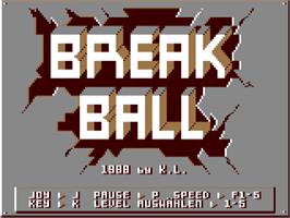 Title screen of Break Ball on the Commodore 64.