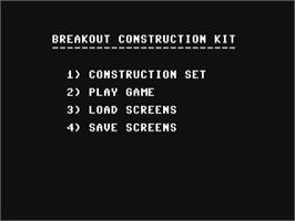 Title screen of Breakout Construction Kit on the Commodore 64.