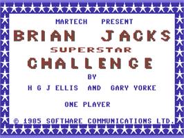 Title screen of Brian Jacks Superstar Challenge on the Commodore 64.