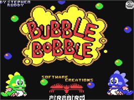 Title screen of Bubble Bobble on the Commodore 64.