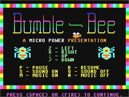 Title screen of Bumble-Bee / Bumble Bee (Micro Power) on the Commodore 64.