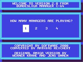 Title screen of Bundesliga Manager on the Commodore 64.