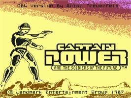 Title screen of Captain Power and the Soldiers of the Future on the Commodore 64.