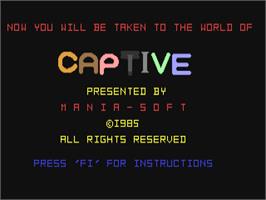 Title screen of Captive on the Commodore 64.
