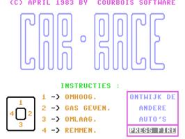 Title screen of Car-race on the Commodore 64.