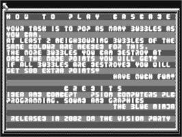 Title screen of Cascade on the Commodore 64.