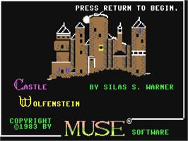 Title screen of Castle Wolfenstein on the Commodore 64.