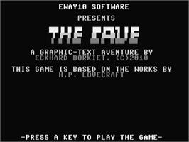 Title screen of Cave, The (Michael L. Hall) on the Commodore 64.