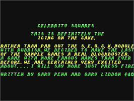 Title screen of Celebrity Squares on the Commodore 64.