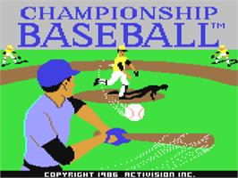 Title screen of Championship Baseball on the Commodore 64.