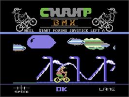 Title screen of Championship Bmx on the Commodore 64.