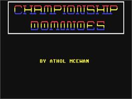 Title screen of Championship Dominoes on the Commodore 64.