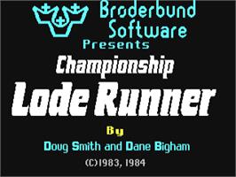Title screen of Championship Lode Runner on the Commodore 64.