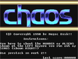 Title screen of Chaos on the Commodore 64.
