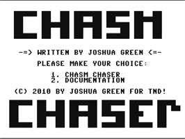 Title screen of Chasm Chaser on the Commodore 64.