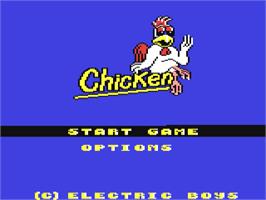 Title screen of Chicken on the Commodore 64.