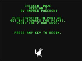 Title screen of Chicken Maze on the Commodore 64.