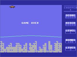 Title screen of Chopper 1 on the Commodore 64.