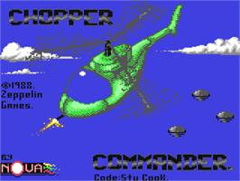 Title screen of Chopper Commander on the Commodore 64.