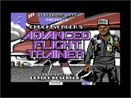 Title screen of Chuck Yeager's Advanced Flight Trainer on the Commodore 64.