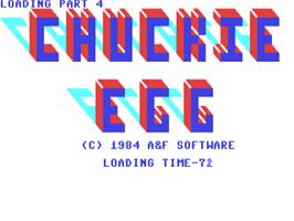 Title screen of Chuckie Egg on the Commodore 64.