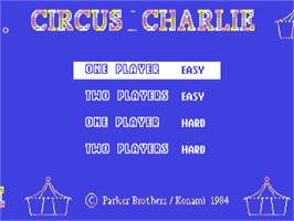 Title screen of Circus Charlie on the Commodore 64.