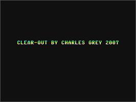Title screen of Clear-out on the Commodore 64.