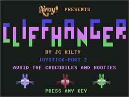 Title screen of Cliff Hanger on the Commodore 64.