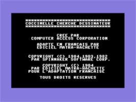 Title screen of Coccinelle Cherche Dessinateur on the Commodore 64.