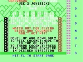 Title screen of Coconuts on the Commodore 64.
