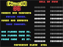 Title screen of Commando 86 on the Commodore 64.