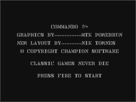 Title screen of Commando 94 on the Commodore 64.