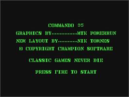 Title screen of Commando 95 on the Commodore 64.