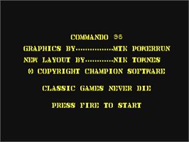 Title screen of Commando 96 on the Commodore 64.