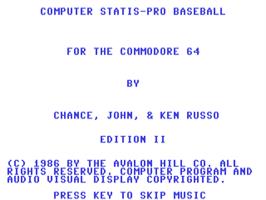 Title screen of Computer Statis-pro Baseball on the Commodore 64.