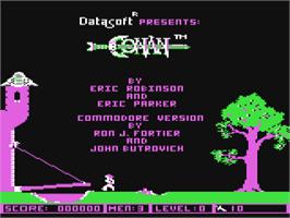 Title screen of Conan (Datasoft) on the Commodore 64.