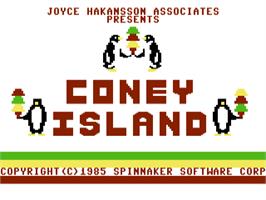 Title screen of Coney Island on the Commodore 64.