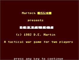 Title screen of Conflict on the Commodore 64.