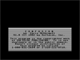 Title screen of Confusion (Loadstar) on the Commodore 64.