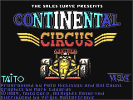 Title screen of Continental Circus on the Commodore 64.