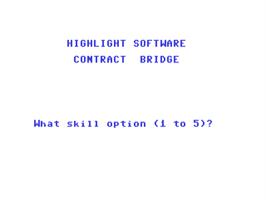 Title screen of Contract Bridge (Alligata Software) on the Commodore 64.