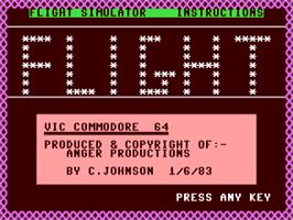 Title screen of Coplin Flight Simulator on the Commodore 64.