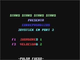Title screen of Correpasadizos on the Commodore 64.