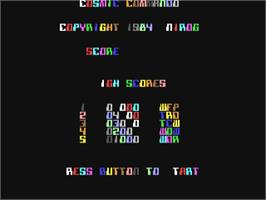 Title screen of Cosmic Commando on the Commodore 64.