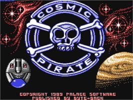 Title screen of Cosmic Pirate on the Commodore 64.