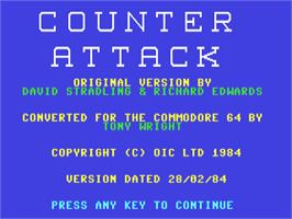 Title screen of Counter Attack (1984) on the Commodore 64.