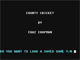 Title screen of County Cricket on the Commodore 64.
